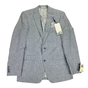 Bar III Mens Slim Fit 100% Linen Solid Suit Jacket Blue 38L